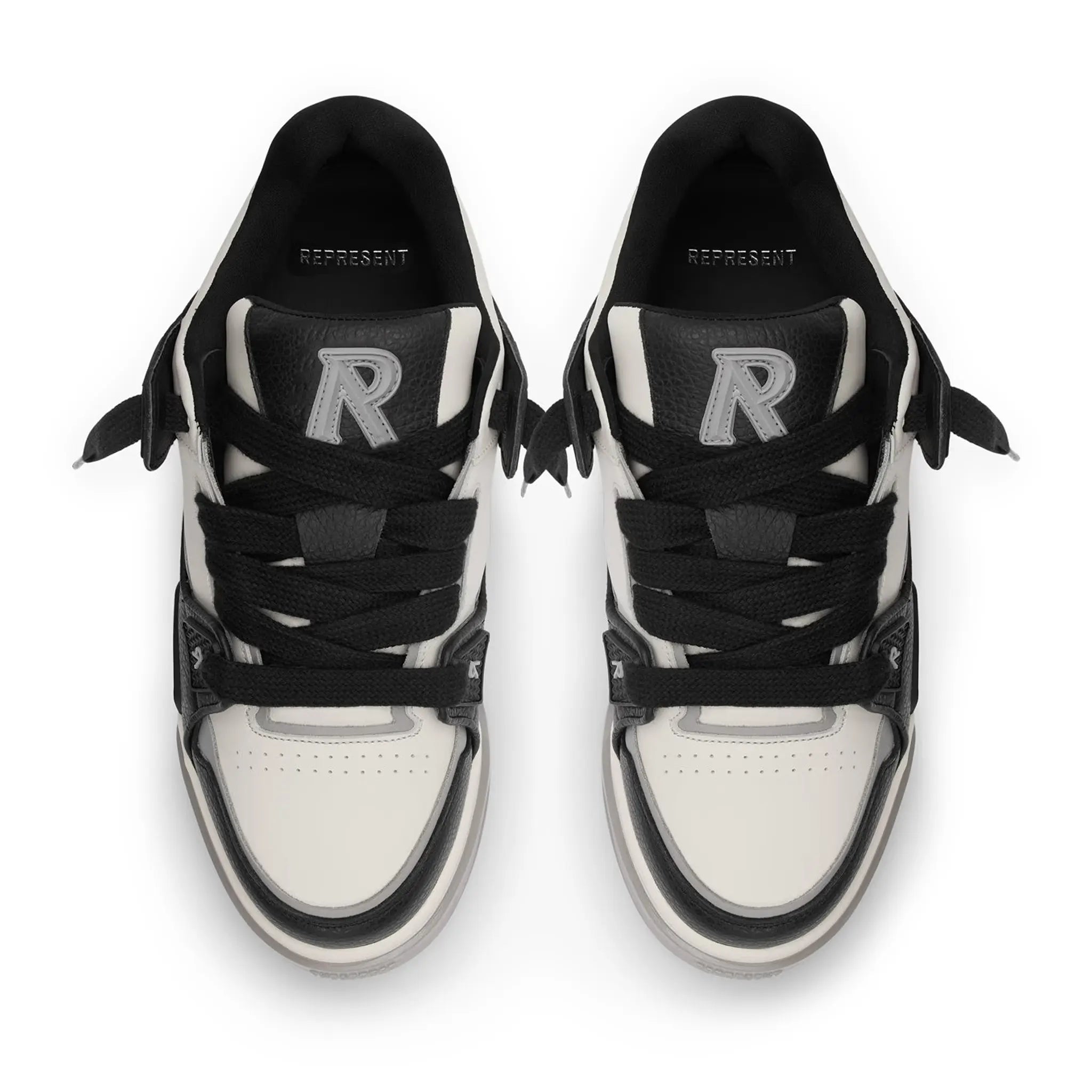 Top view of Represent Studio Black Vintage White Trainers MF9007-465